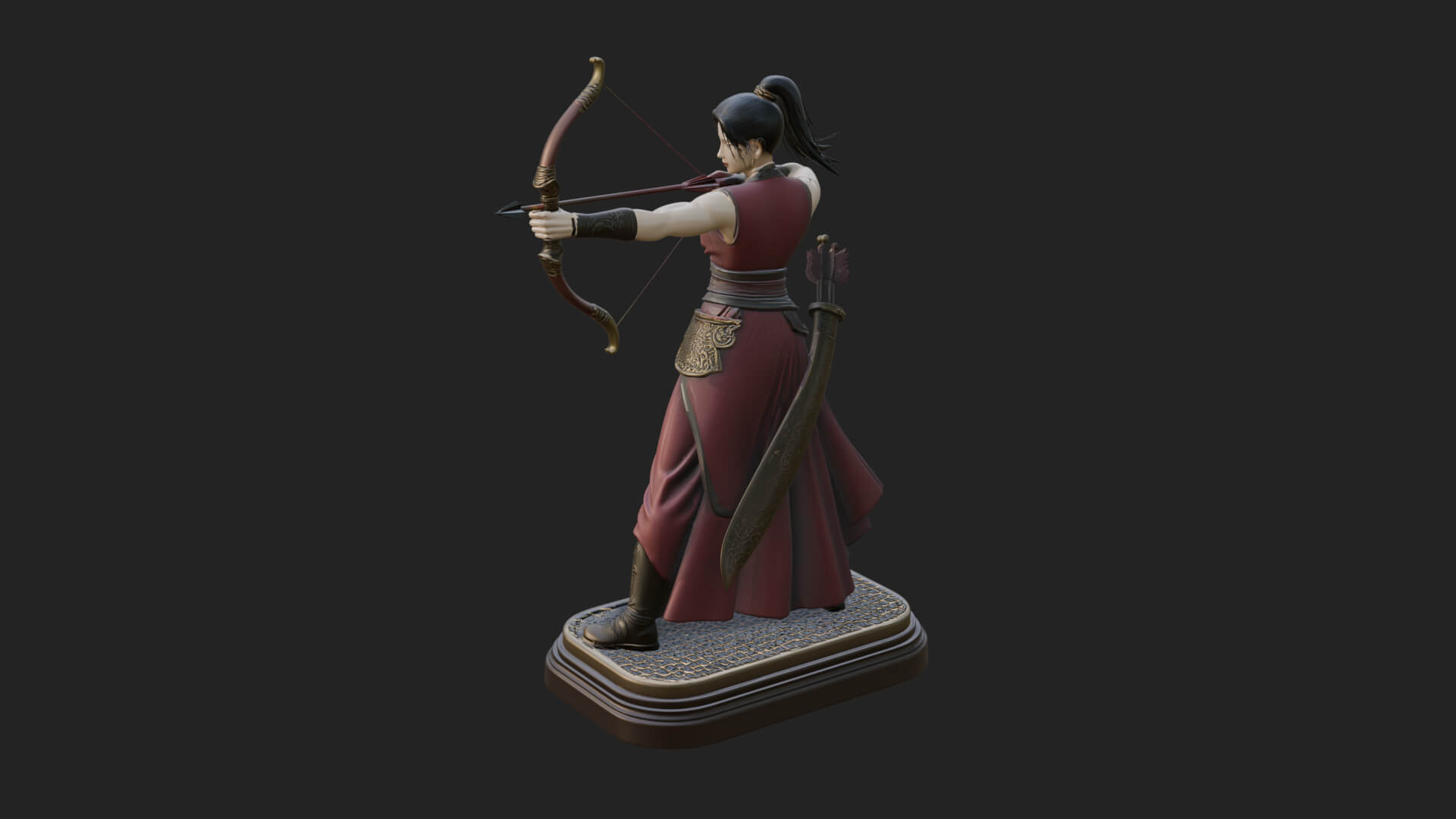 Robed Woman Archer Statue Design 2 3D Print Model 3D Model