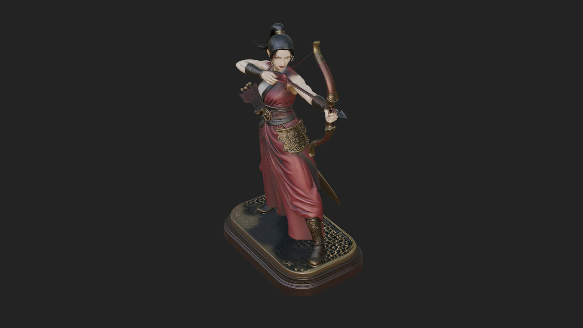 Robed Woman Archer Statue Design 2 3D Print Model 3D Model