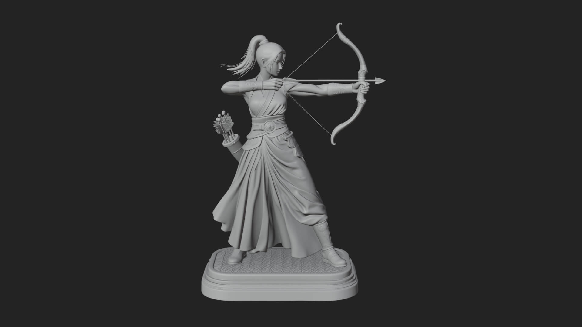 Robed Woman Archer Statue Design 2 3D Print Model 3D Model