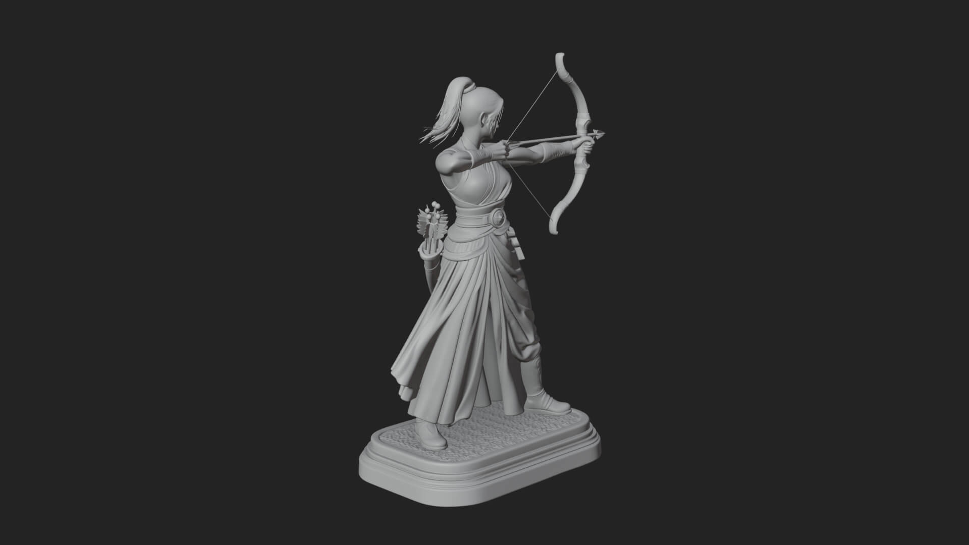 Robed Woman Archer Statue Design 2 3D Print Model 3D Model