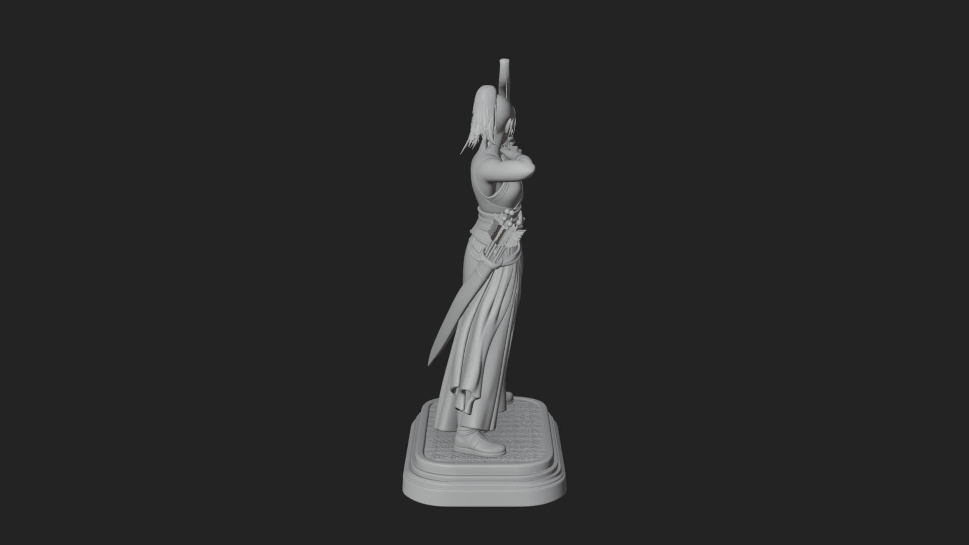 Robed Woman Archer Statue Design 2 3D Print Model 3D Model