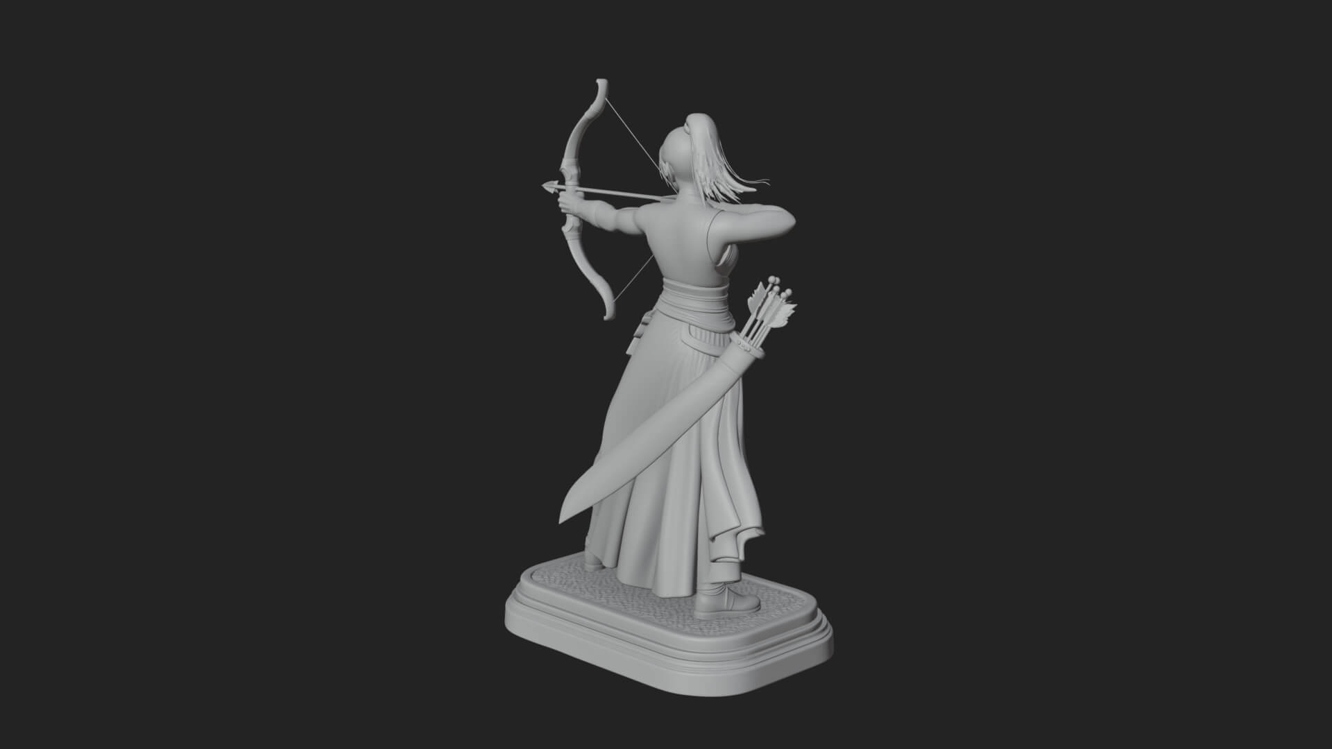 Robed Woman Archer Statue Design 2 3D Print Model 3D Model