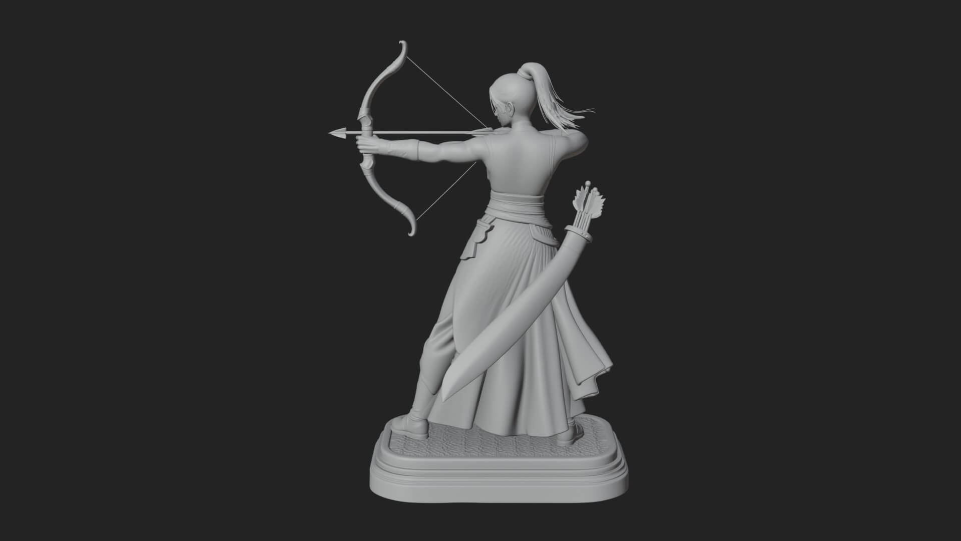 Robed Woman Archer Statue Design 2 3D Print Model 3D Model