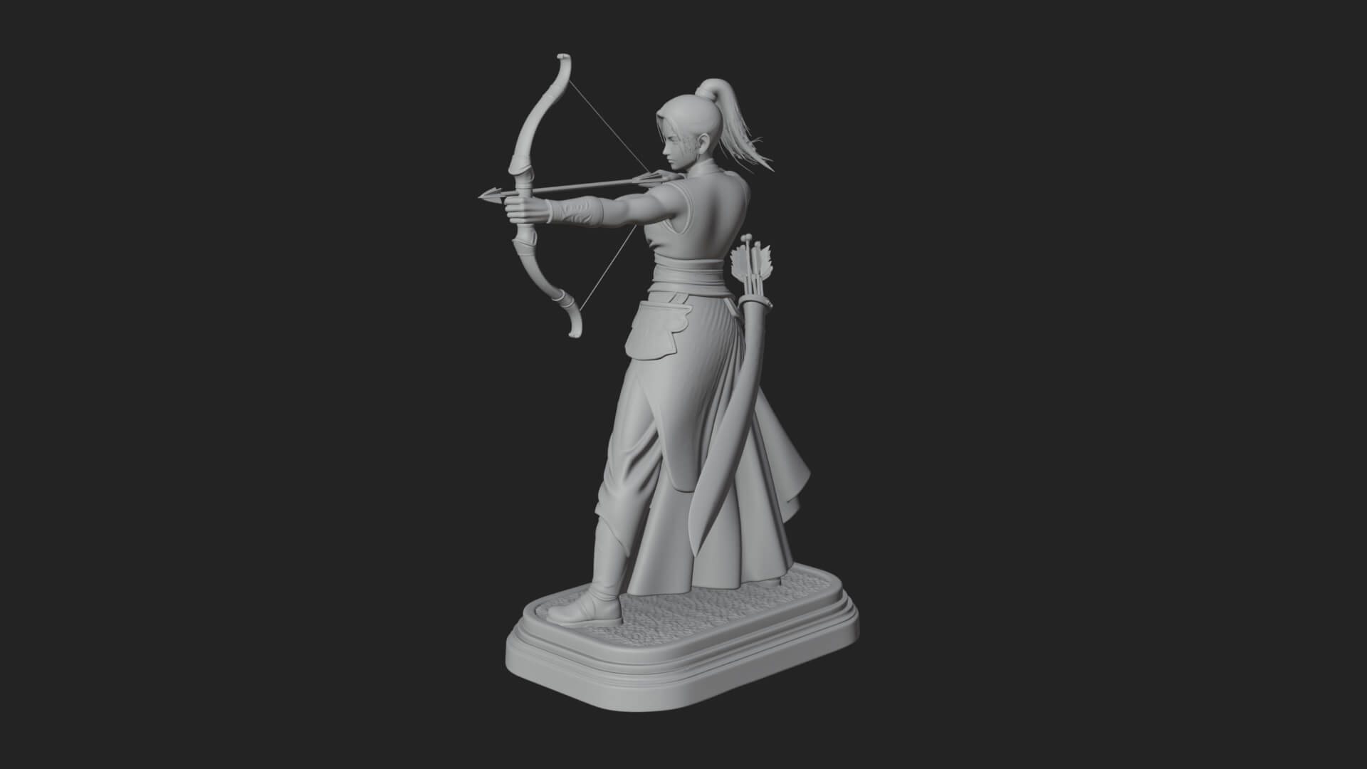 Robed Woman Archer Statue Design 2 3D Print Model 3D Model