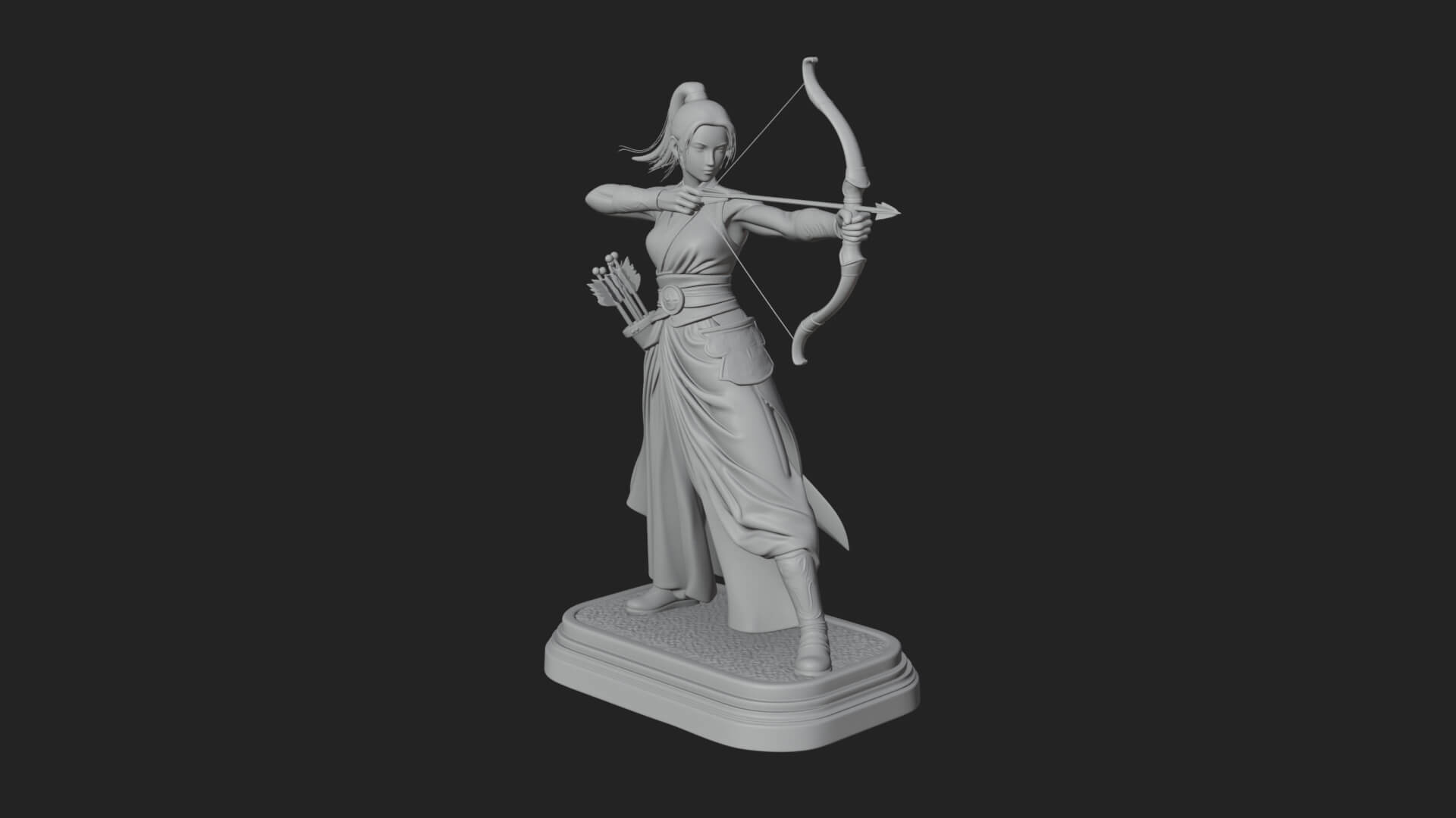 Robed Woman Archer Statue Design 2 3D Print Model 3D Model