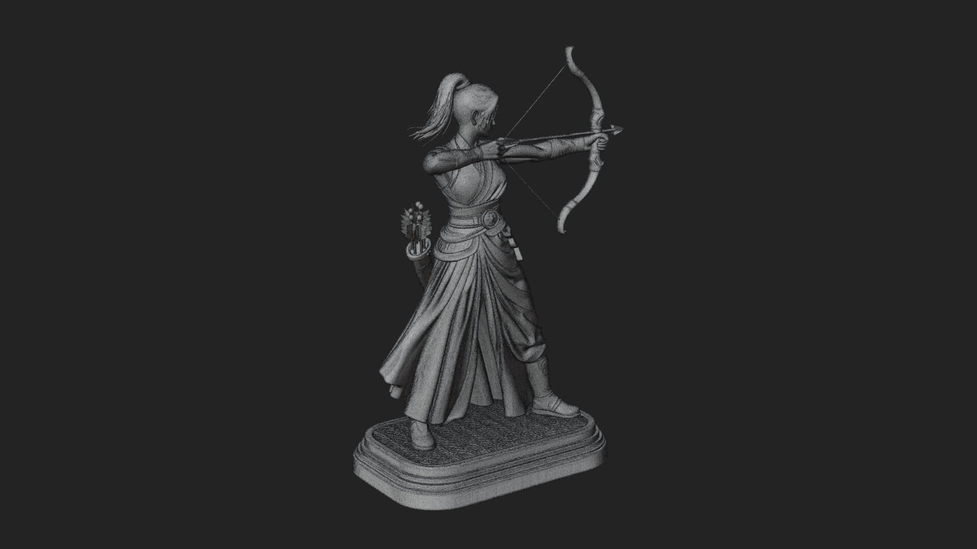 Robed Woman Archer Statue Design 2 3D Print Model 3D Model