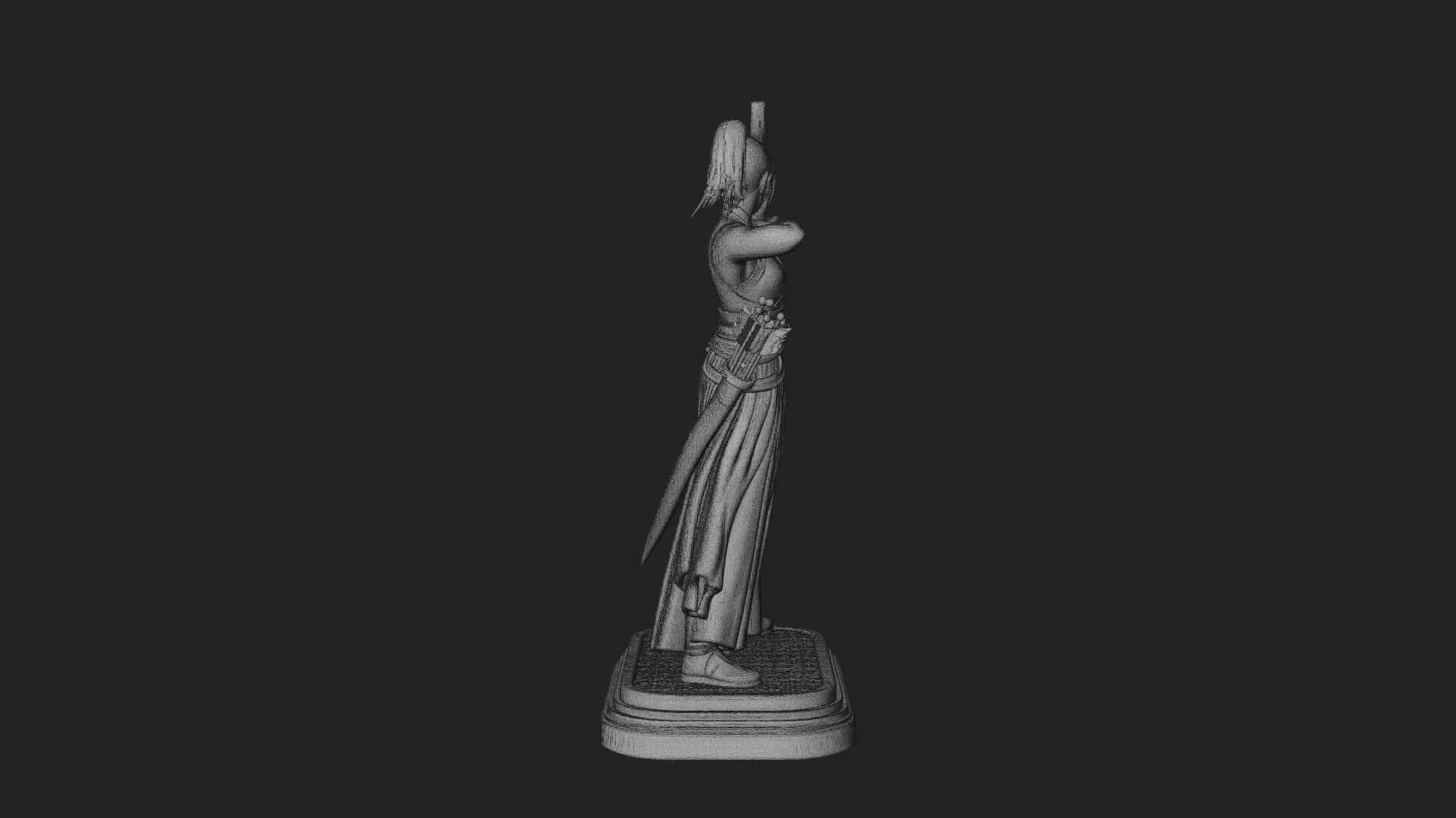 Robed Woman Archer Statue Design 2 3D Print Model 3D Model