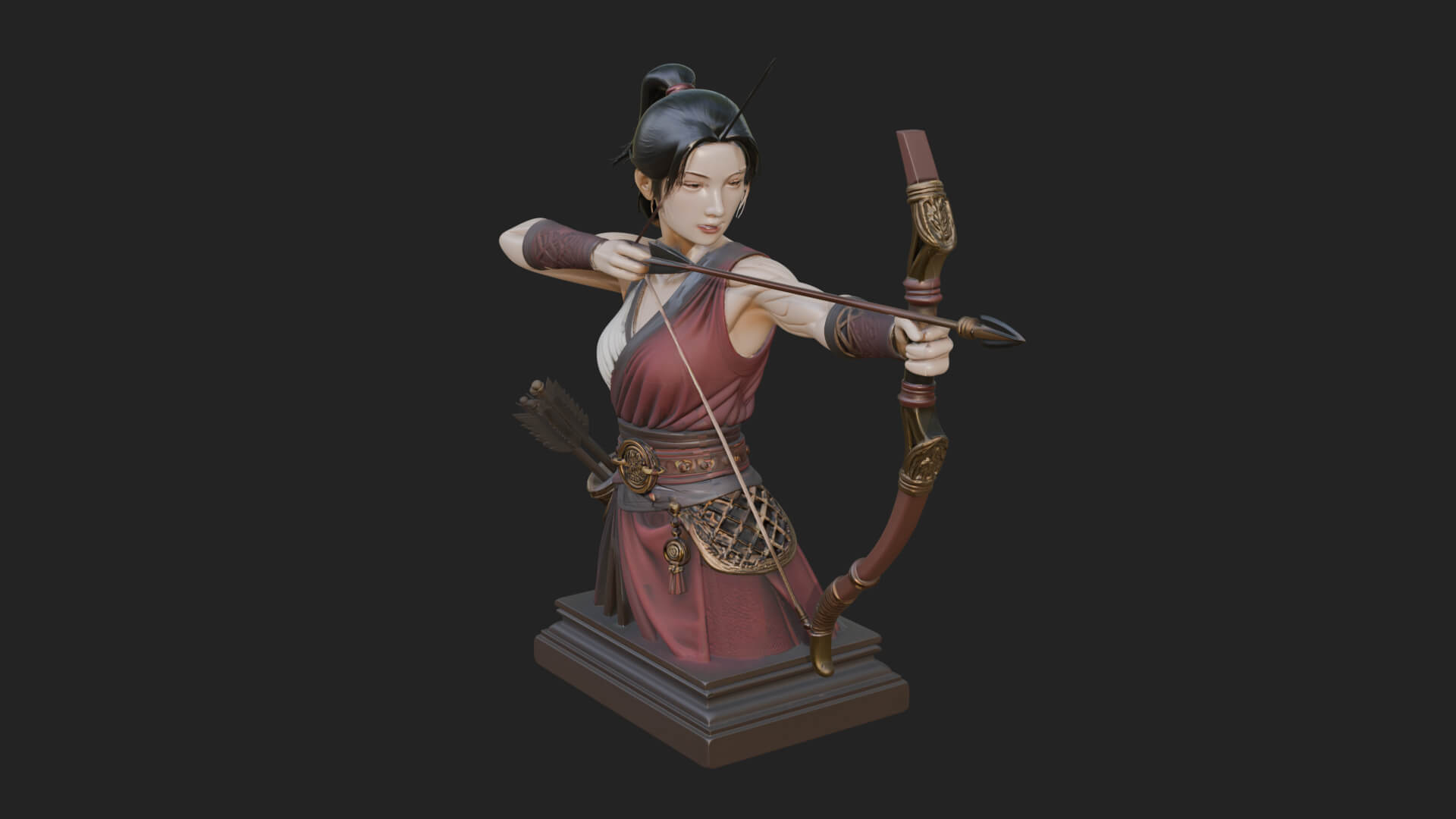 Robed Woman Archer Statue Design 3 3D Print Model 3D Model