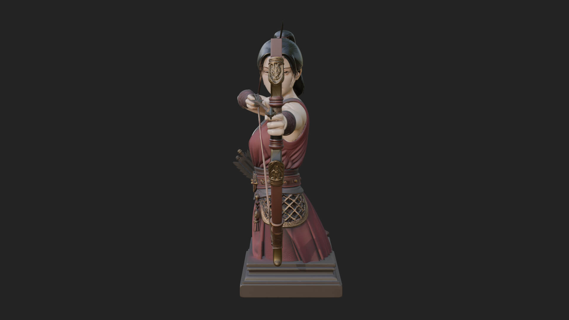 Robed Woman Archer Statue Design 3 3D Print Model 3D Model