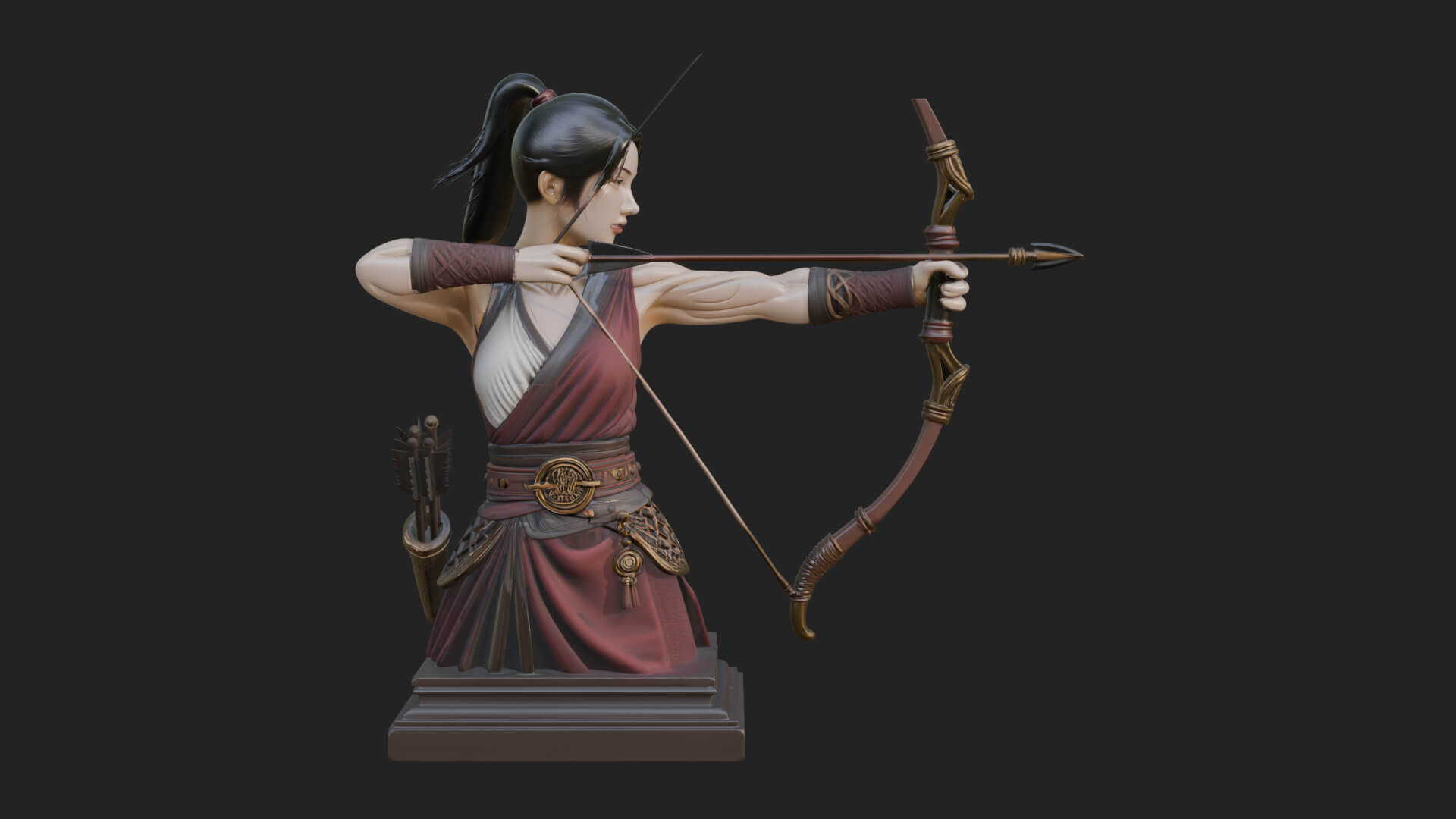 Robed Woman Archer Statue Design 3 3D Print Model 3D Model