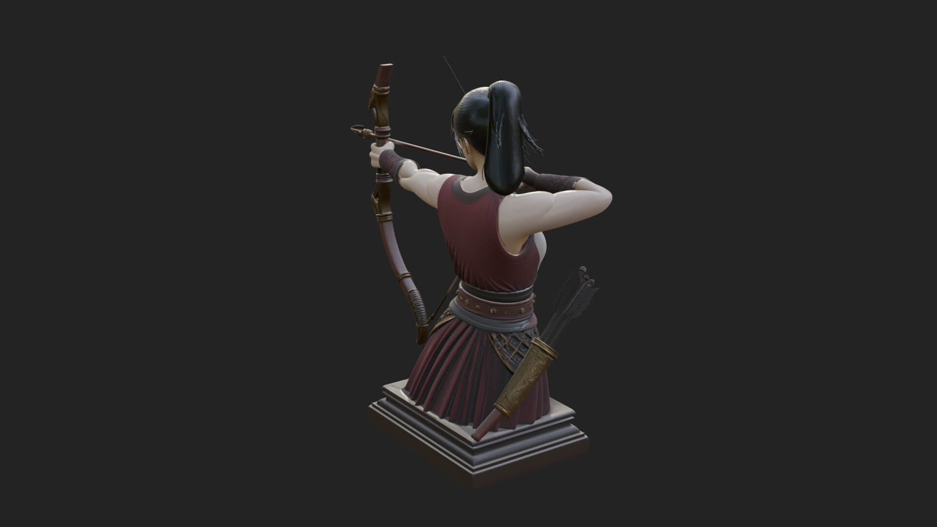 Robed Woman Archer Statue Design 3 3D Print Model 3D Model
