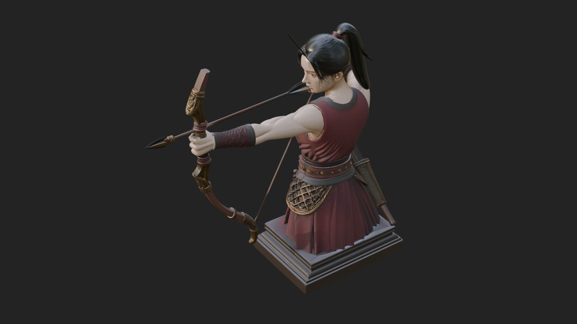 Robed Woman Archer Statue Design 3 3D Print Model 3D Model
