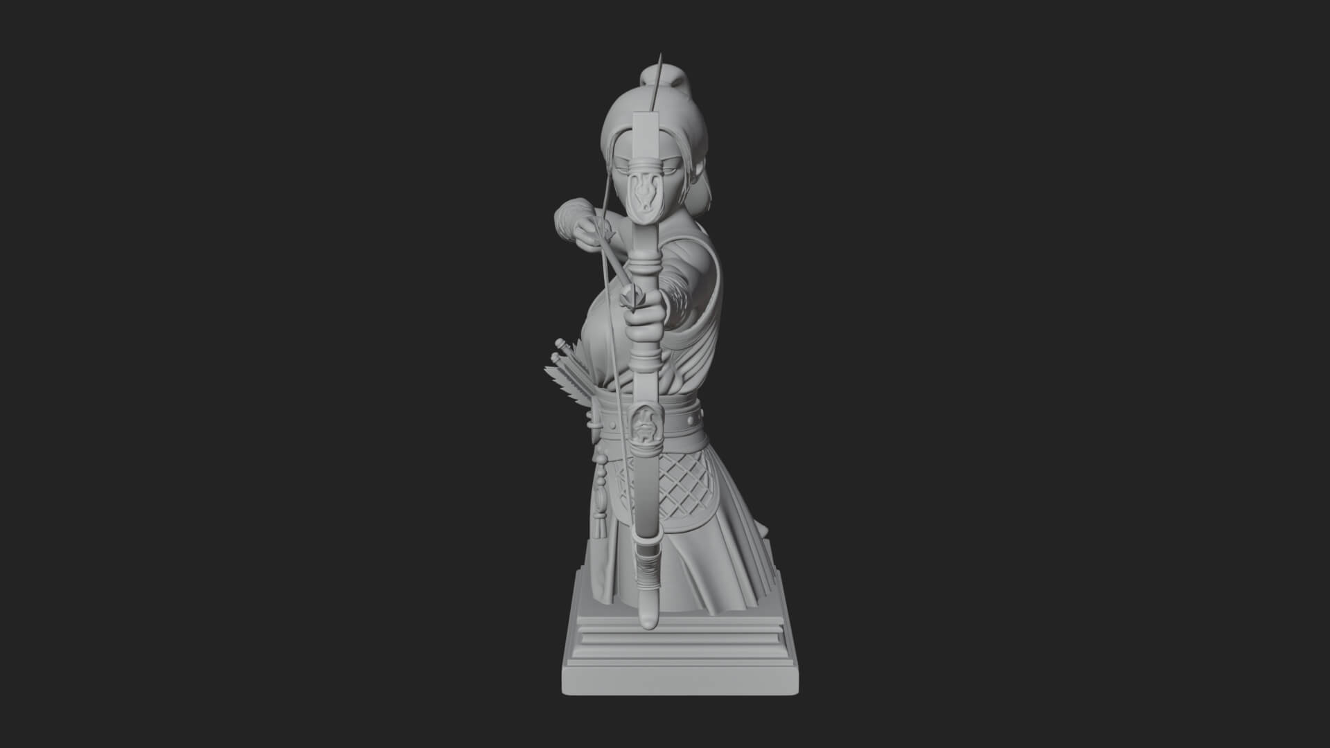 Robed Woman Archer Statue Design 3 3D Print Model 3D Model