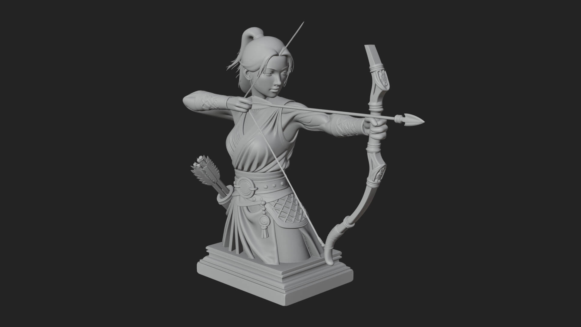 Robed Woman Archer Statue Design 3 3D Print Model 3D Model