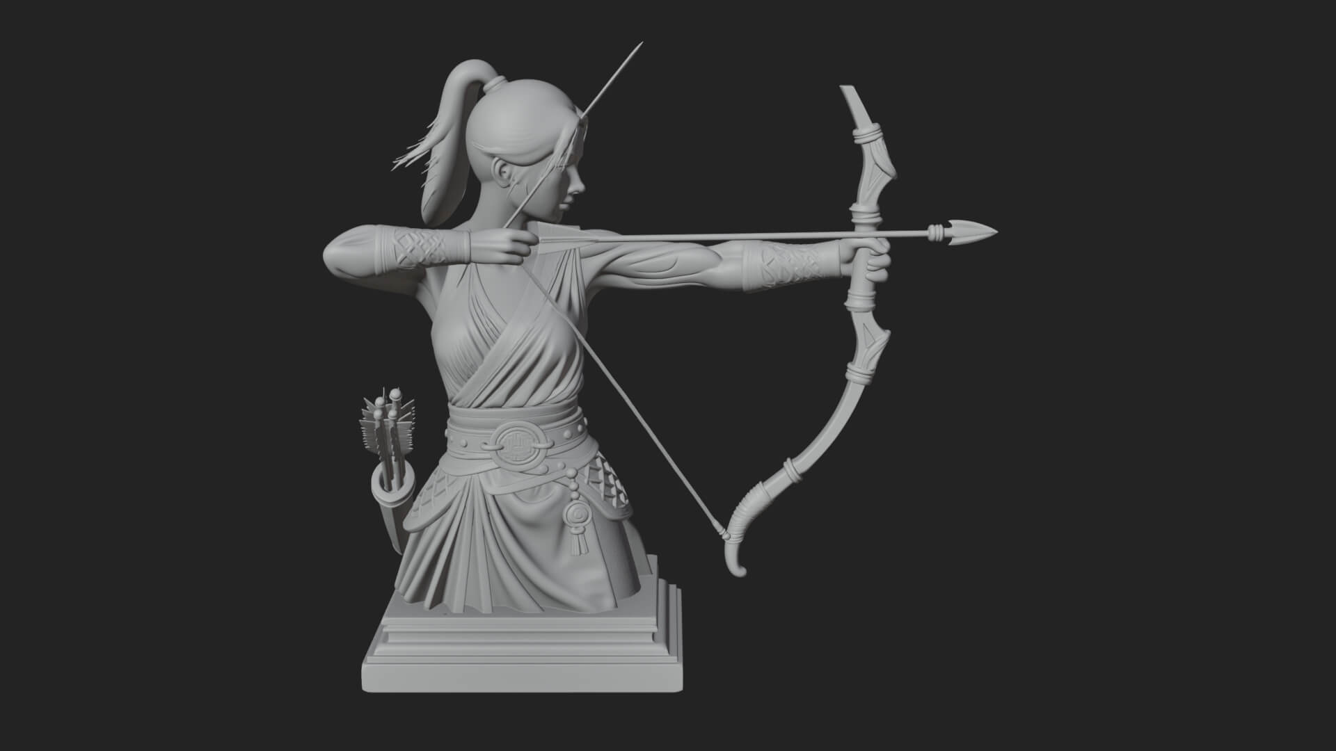 Robed Woman Archer Statue Design 3 3D Print Model 3D Model