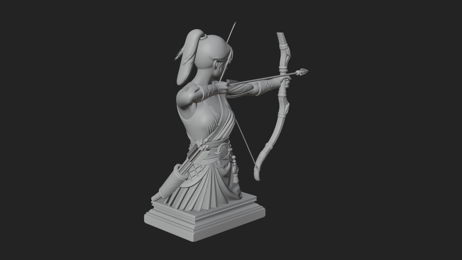Robed Woman Archer Statue Design 3 3D Print Model 3D Model