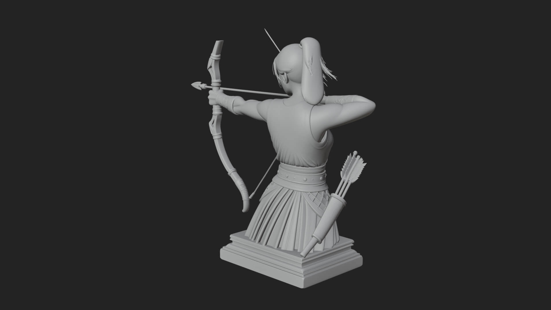 Robed Woman Archer Statue Design 3 3D Print Model 3D Model