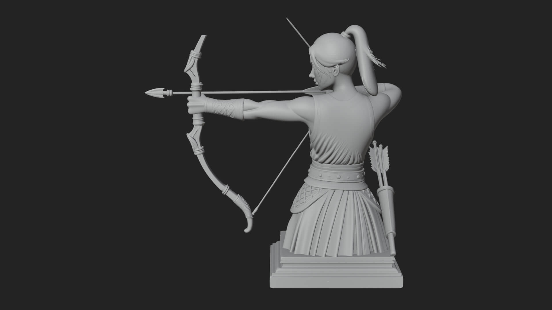 Robed Woman Archer Statue Design 3 3D Print Model 3D Model