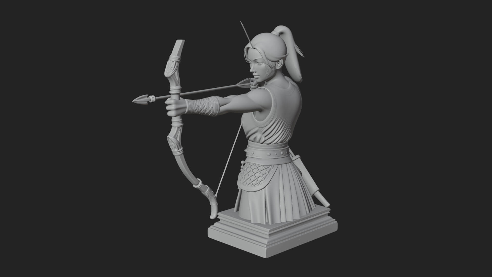 Robed Woman Archer Statue Design 3 3D Print Model 3D Model