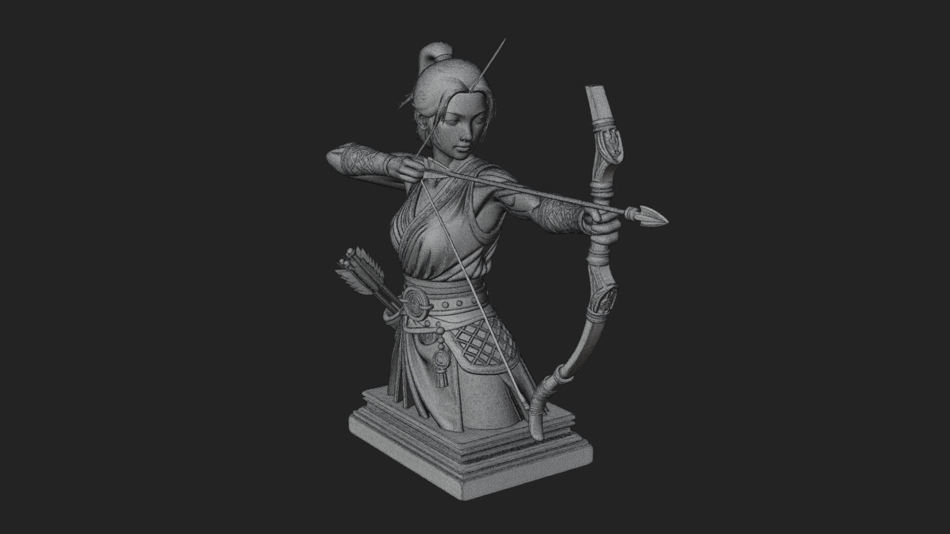 Robed Woman Archer Statue Design 3 3D Print Model 3D Model