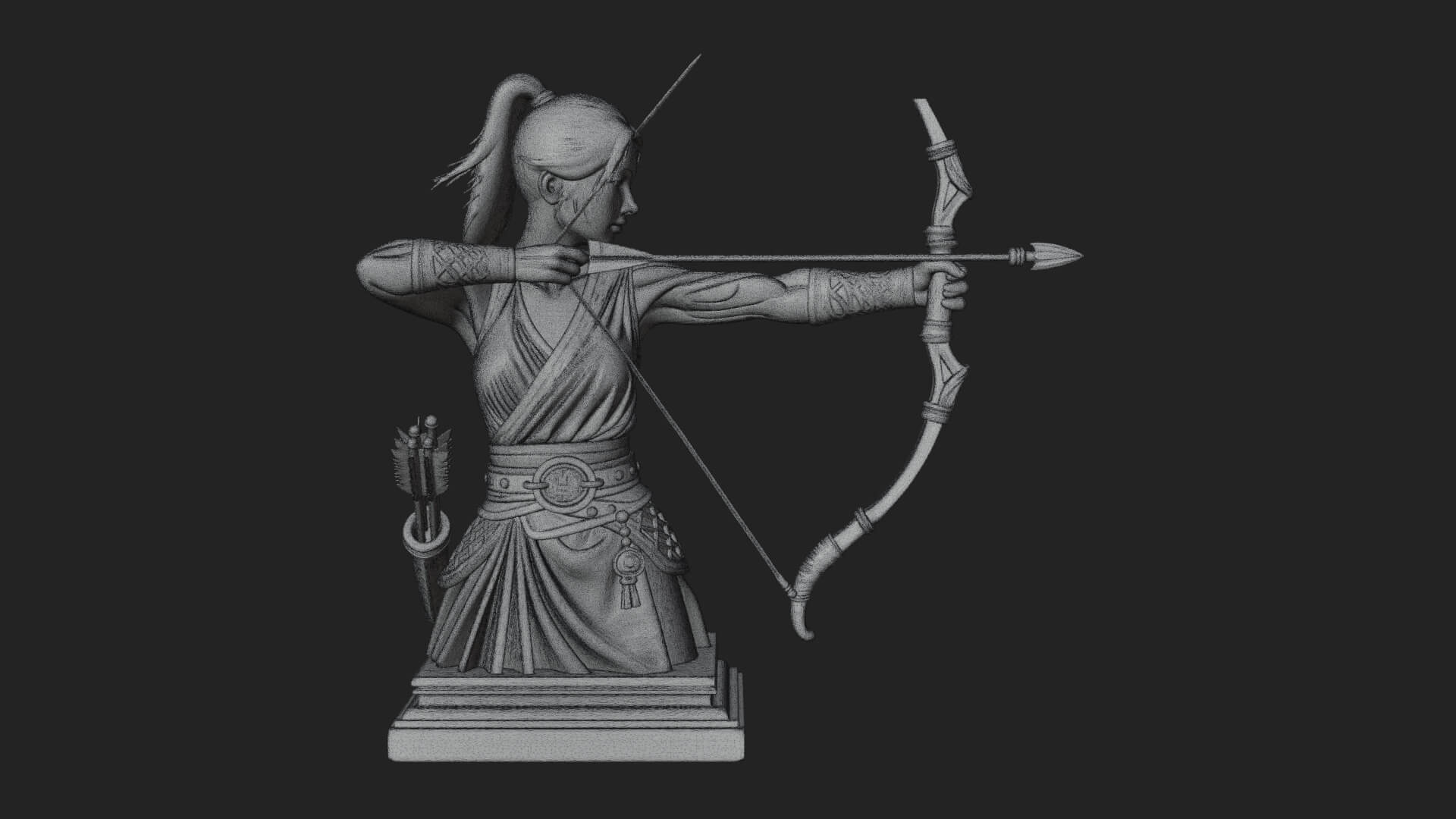Robed Woman Archer Statue Design 3 3D Print Model 3D Model