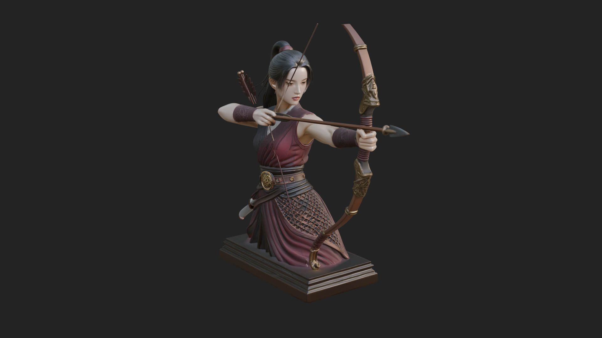 Robed Woman Archer Statue Design 4 3D Print Model 3D Model