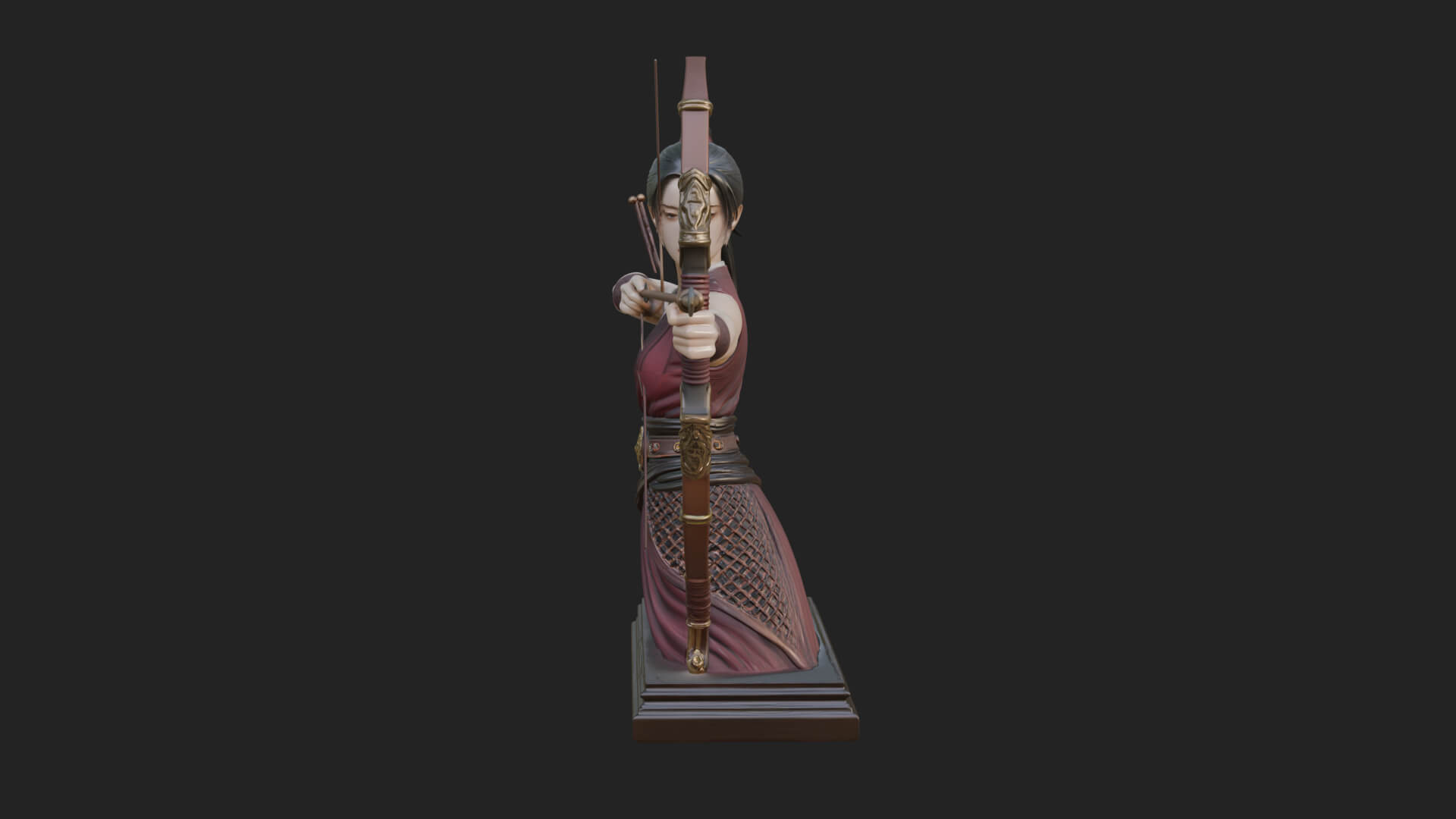 Robed Woman Archer Statue Design 4 3D Print Model 3D Model