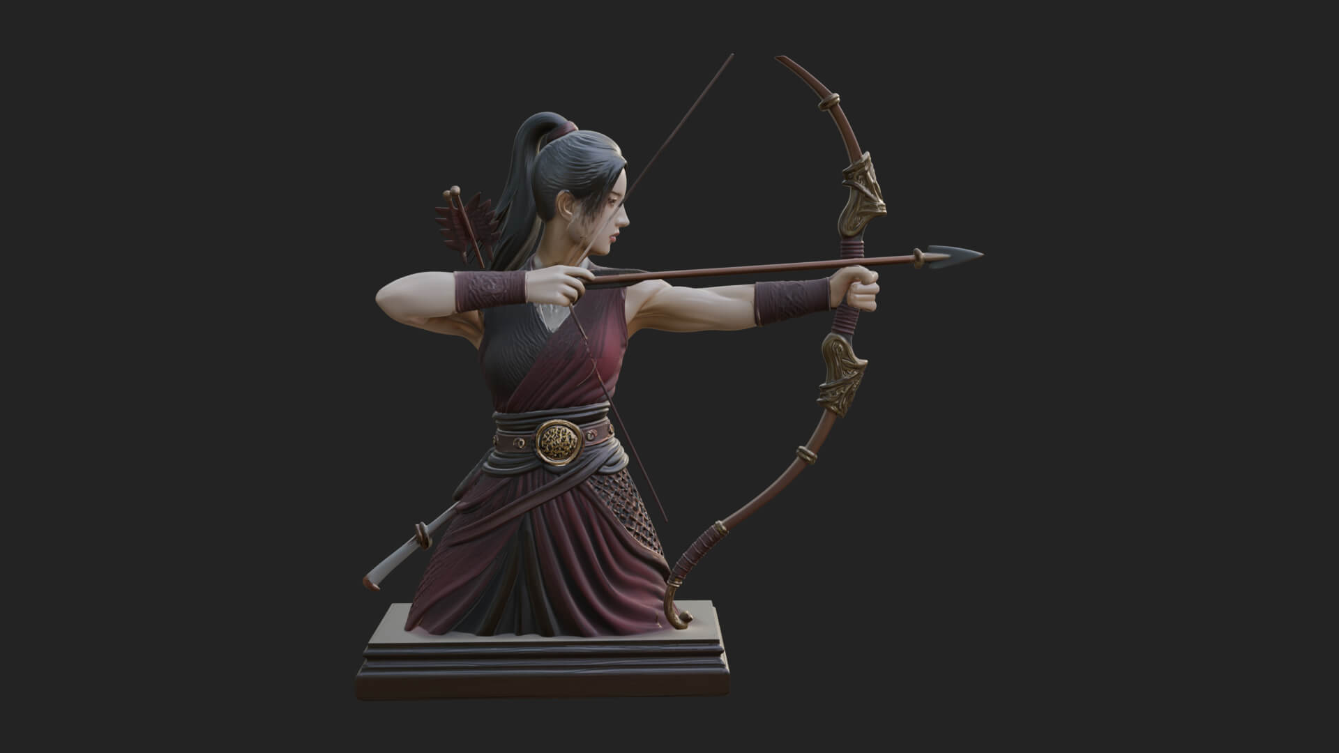 Robed Woman Archer Statue Design 4 3D Print Model 3D Model