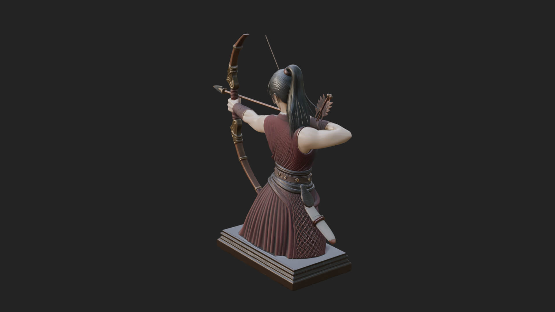 Robed Woman Archer Statue Design 4 3D Print Model 3D Model