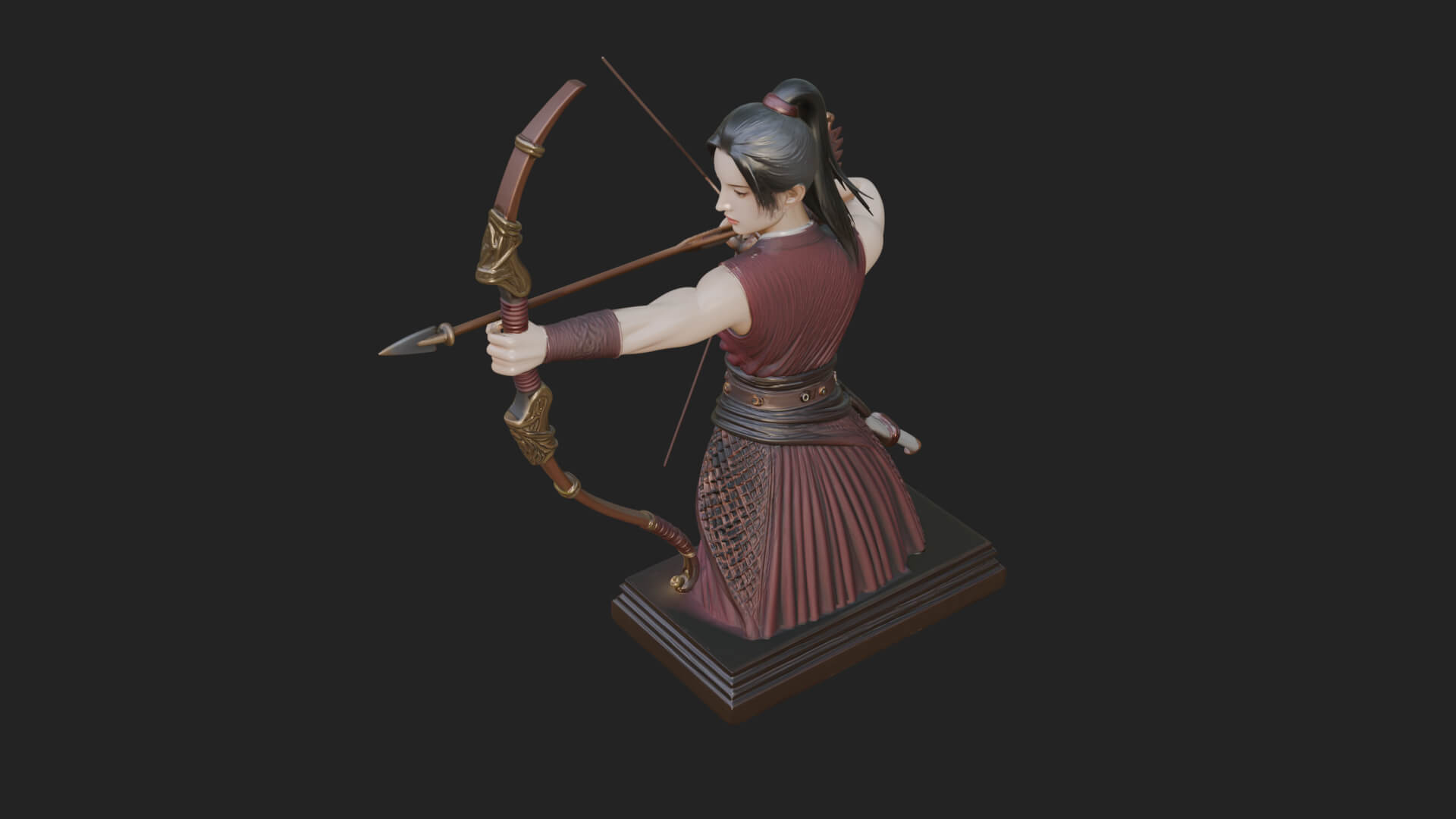 Robed Woman Archer Statue Design 4 3D Print Model 3D Model