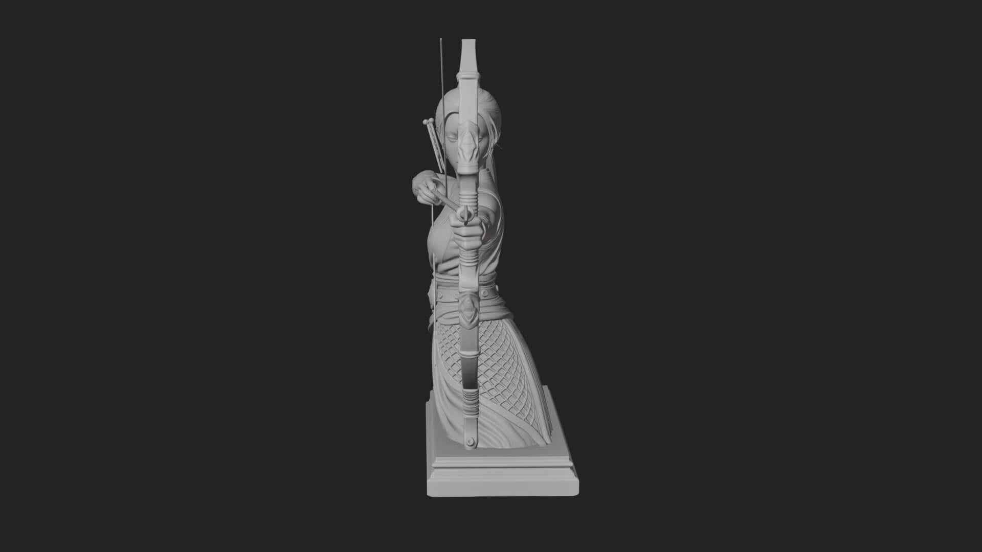 Robed Woman Archer Statue Design 4 3D Print Model 3D Model