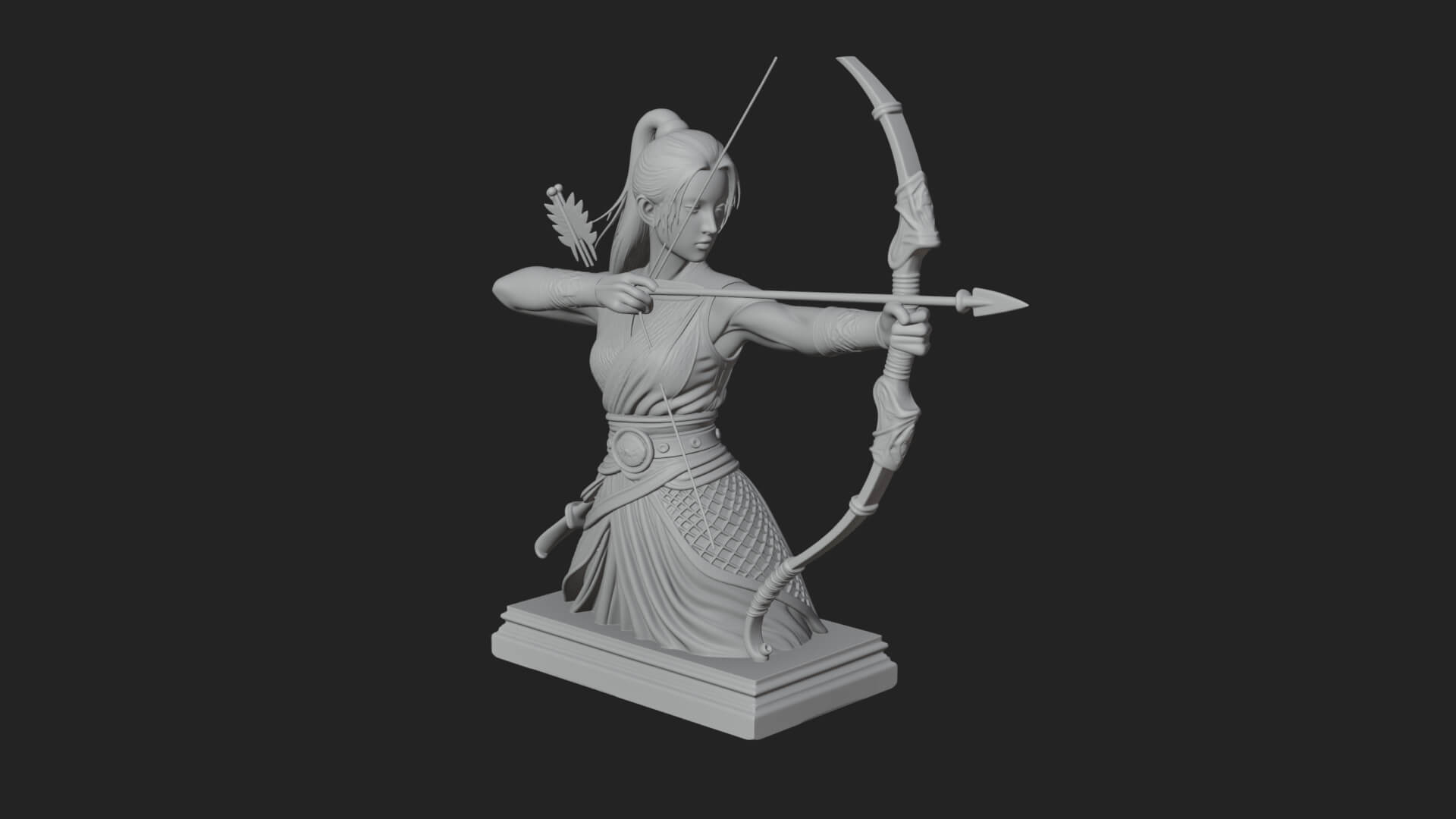 Robed Woman Archer Statue Design 4 3D Print Model 3D Model