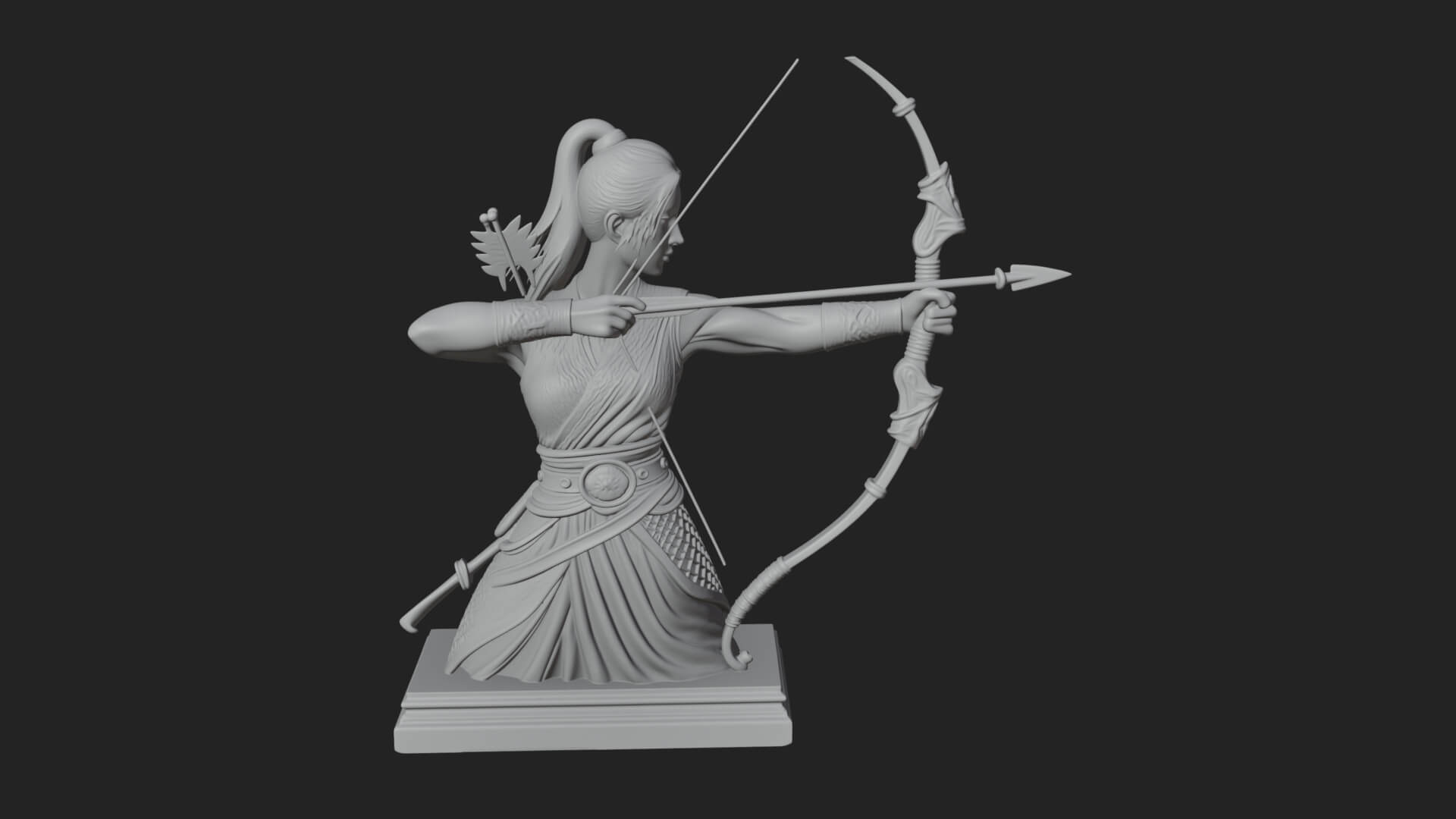 Robed Woman Archer Statue Design 4 3D Print Model 3D Model