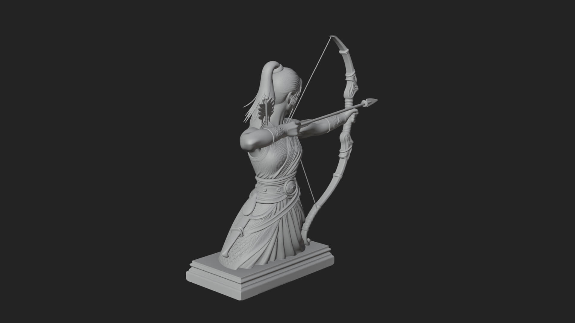 Robed Woman Archer Statue Design 4 3D Print Model 3D Model