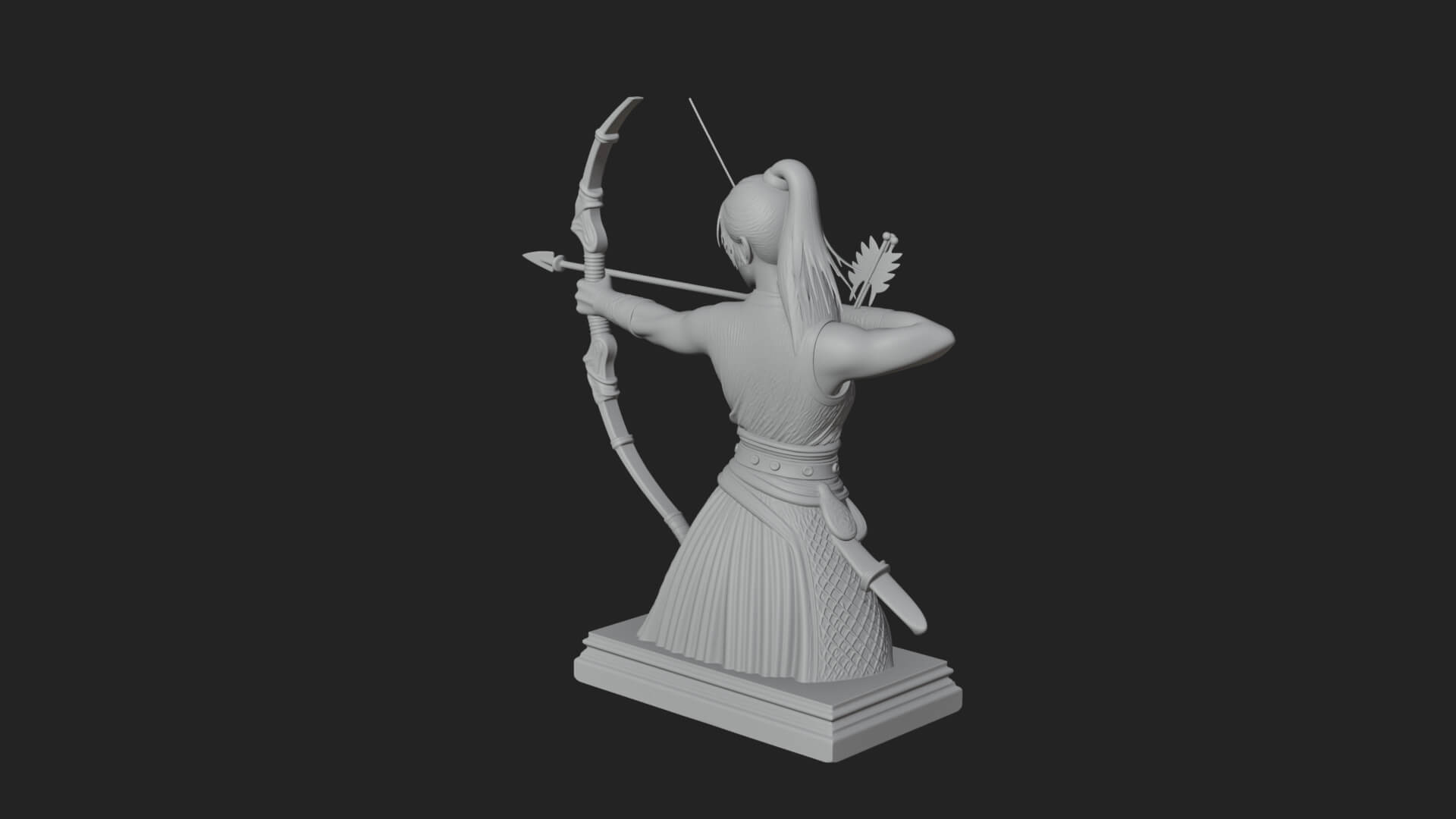 Robed Woman Archer Statue Design 4 3D Print Model 3D Model