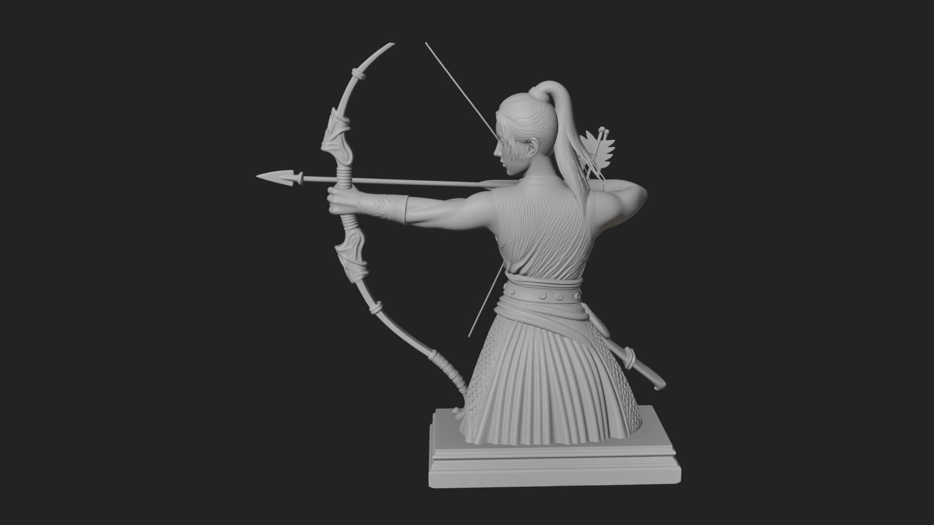 Robed Woman Archer Statue Design 4 3D Print Model 3D Model