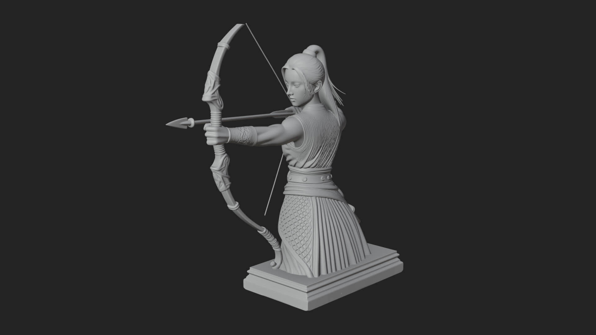Robed Woman Archer Statue Design 4 3D Print Model 3D Model