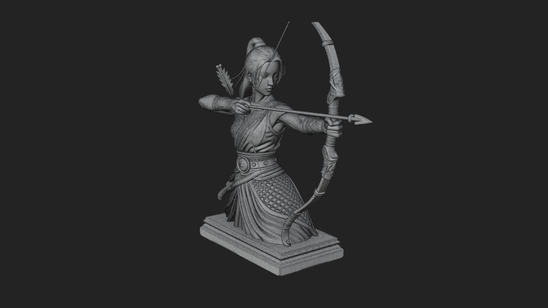 Robed Woman Archer Statue Design 4 3D Print Model 3D Model