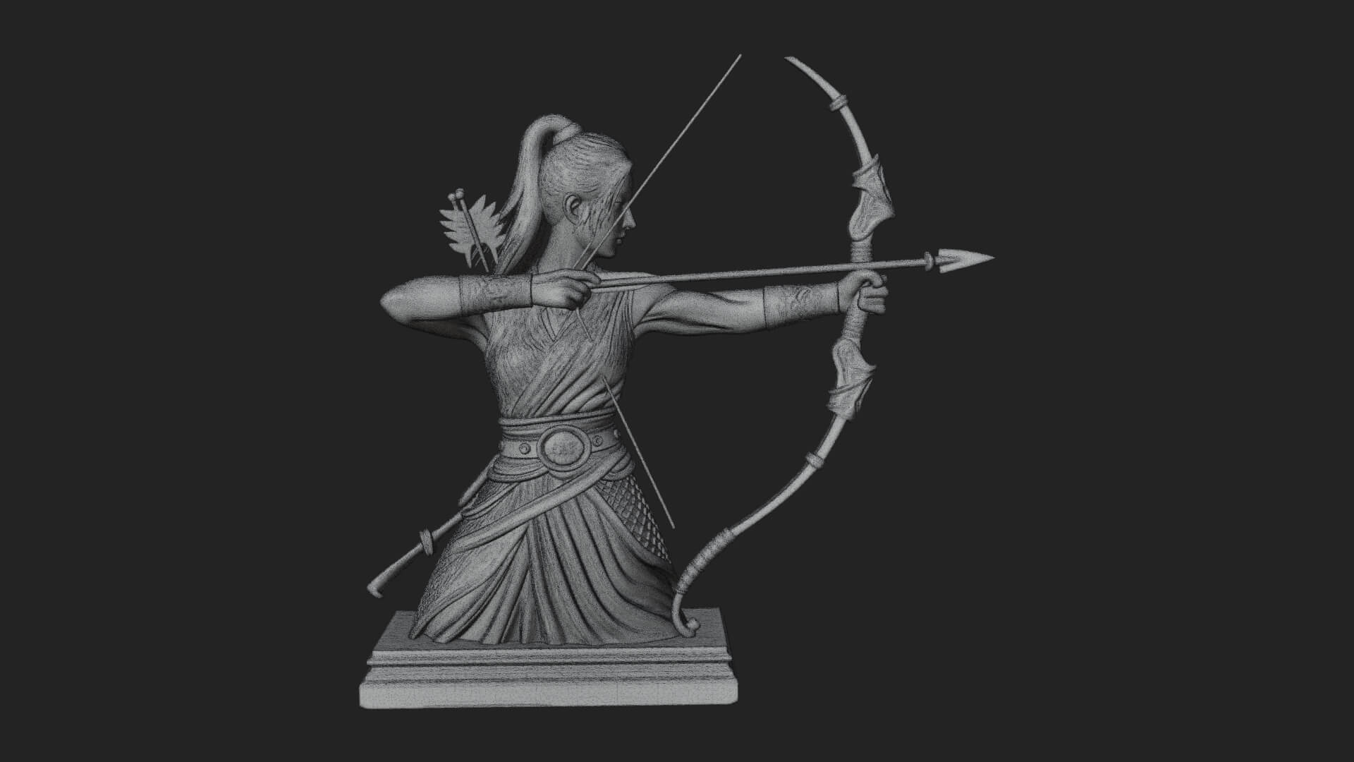 Robed Woman Archer Statue Design 4 3D Print Model 3D Model