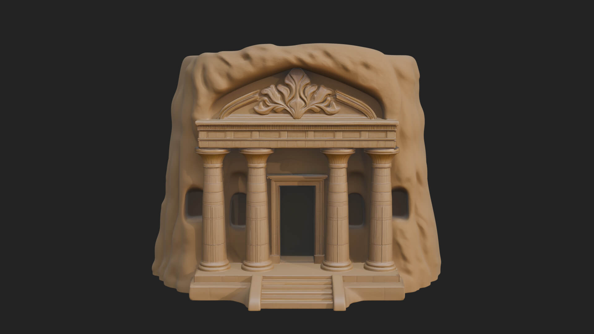 Rock Cut Temple Facade Design 1 3D Print Model 3D Model