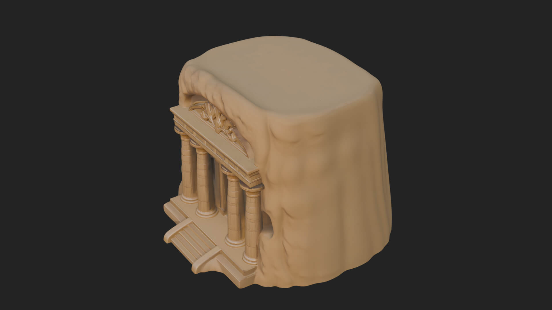 Rock Cut Temple Facade Design 1 3D Print Model 3D Model