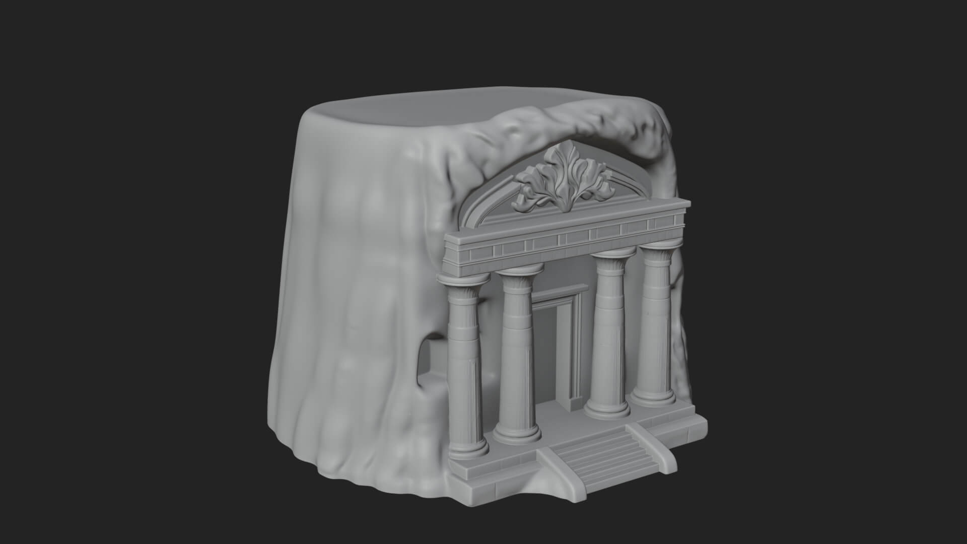 Rock Cut Temple Facade Design 1 3D Print Model 3D Model