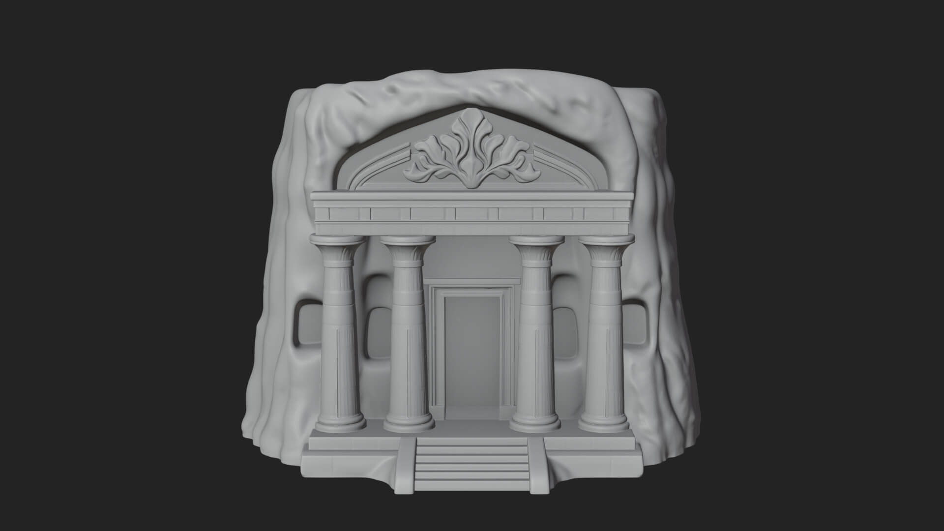 Rock Cut Temple Facade Design 1 3D Print Model 3D Model