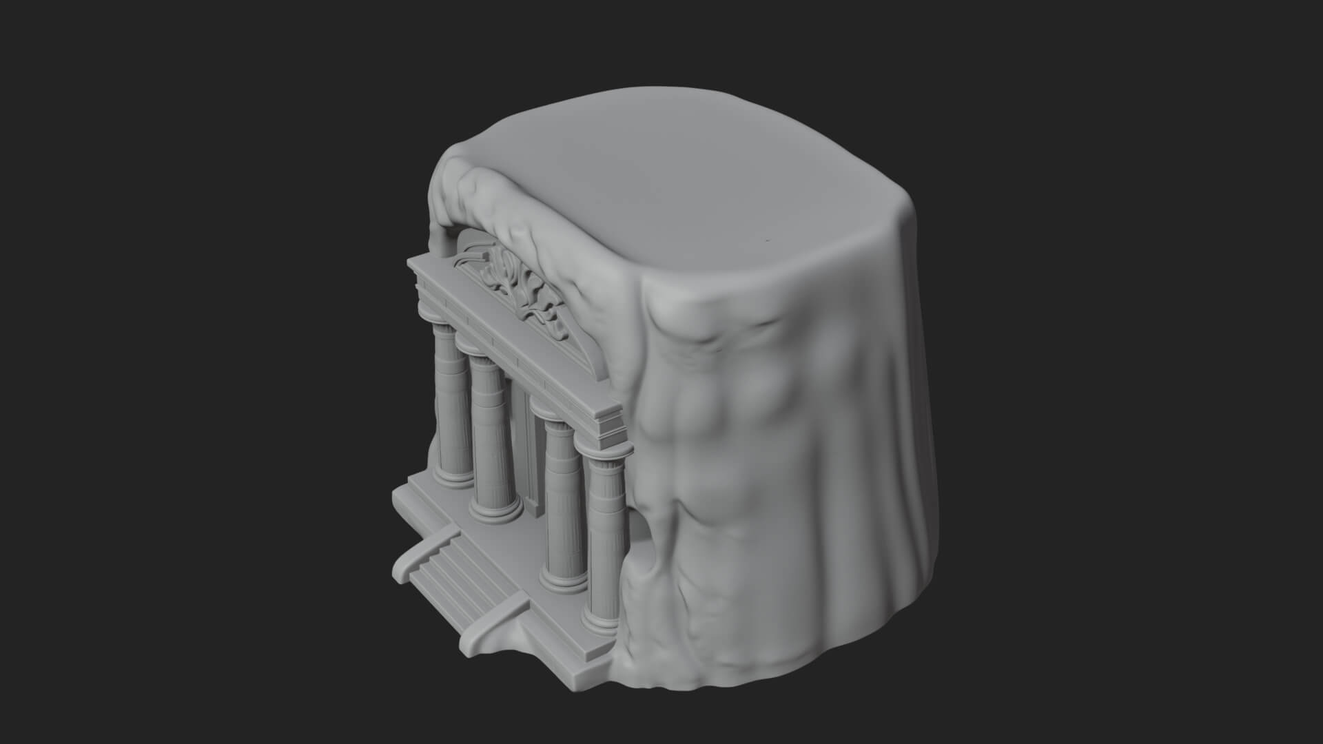Rock Cut Temple Facade Design 1 3D Print Model 3D Model