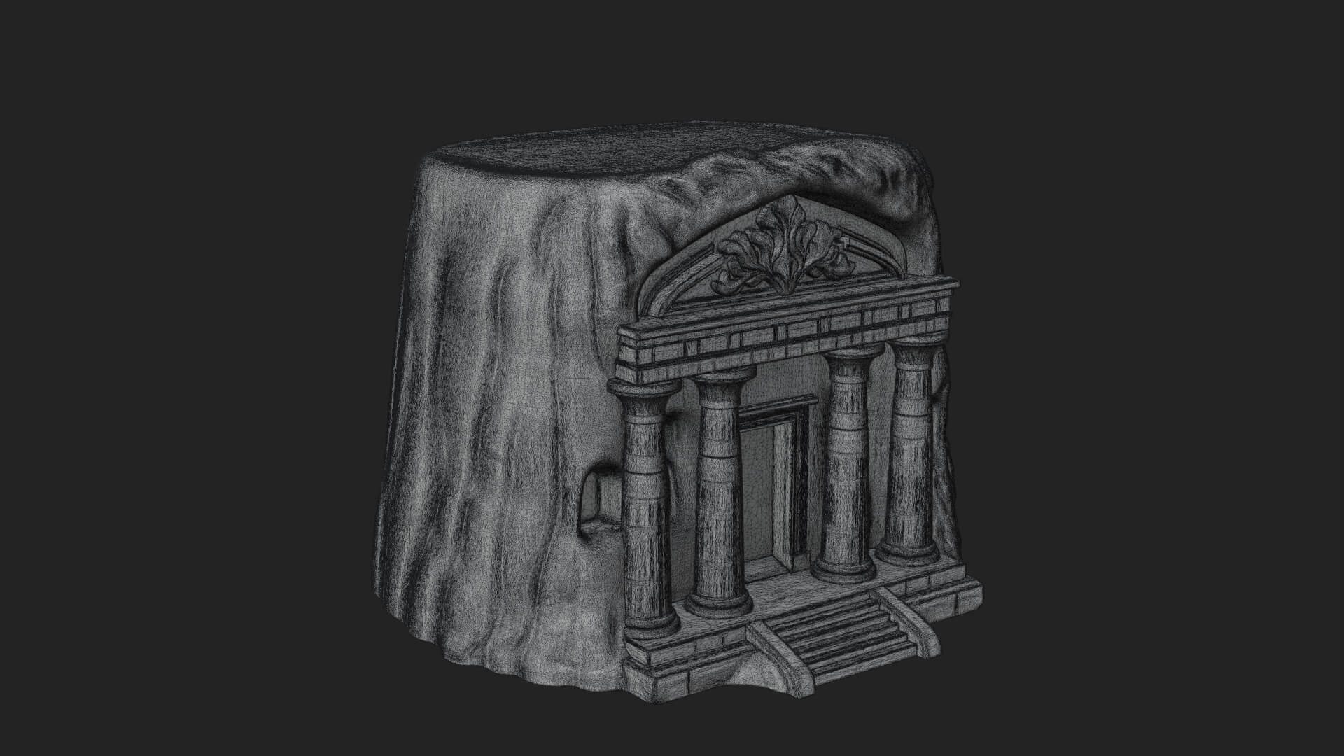 Rock Cut Temple Facade Design 1 3D Print Model 3D Model