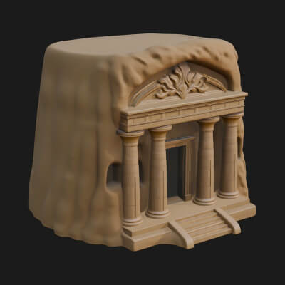 Rock Cut Temple Facade Design 1 3D Print Model