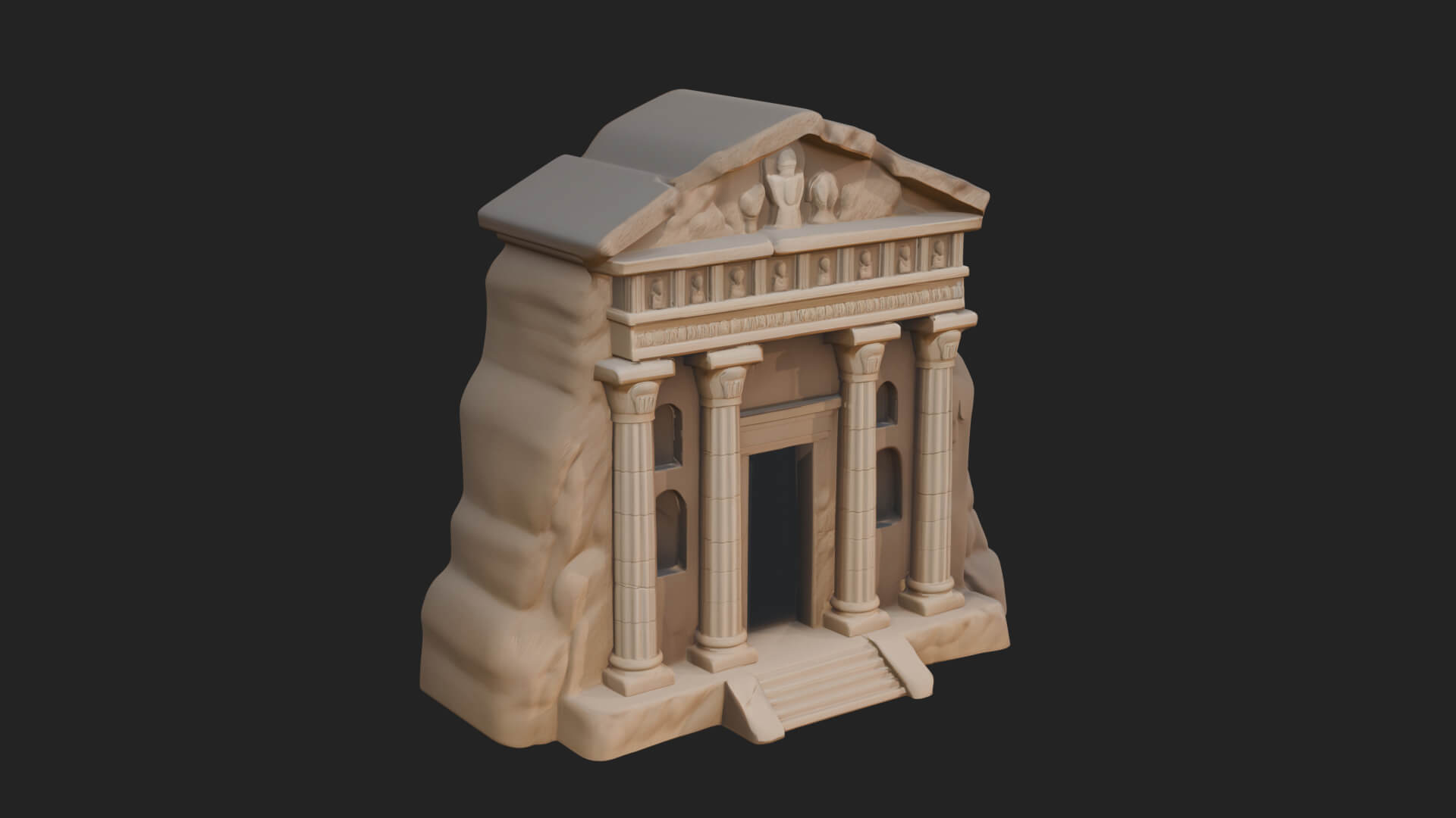 Rock Cut Temple Facade Design 2 3D Print Model 3D Model