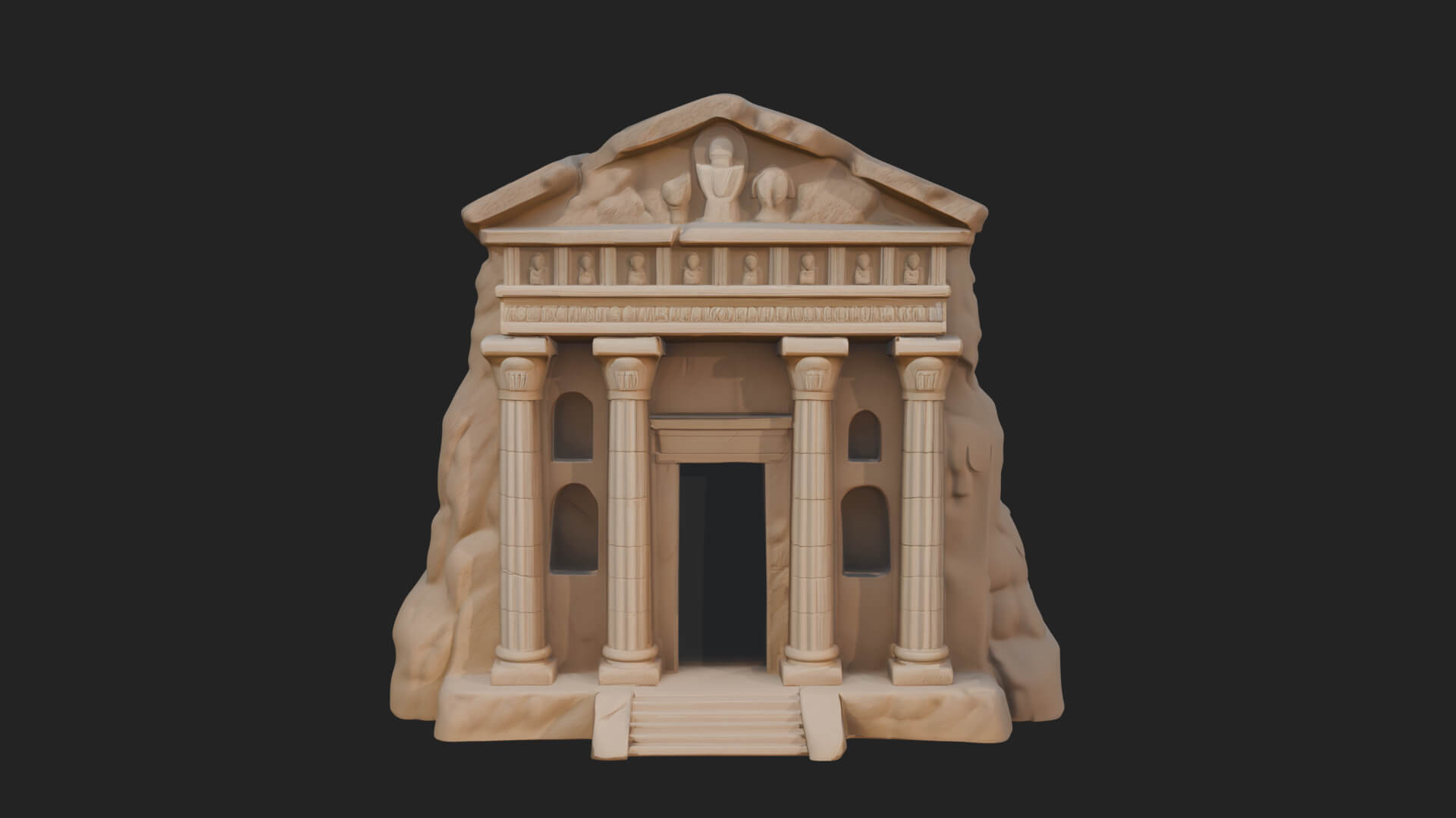 Rock Cut Temple Facade Design 2 3D Print Model 3D Model