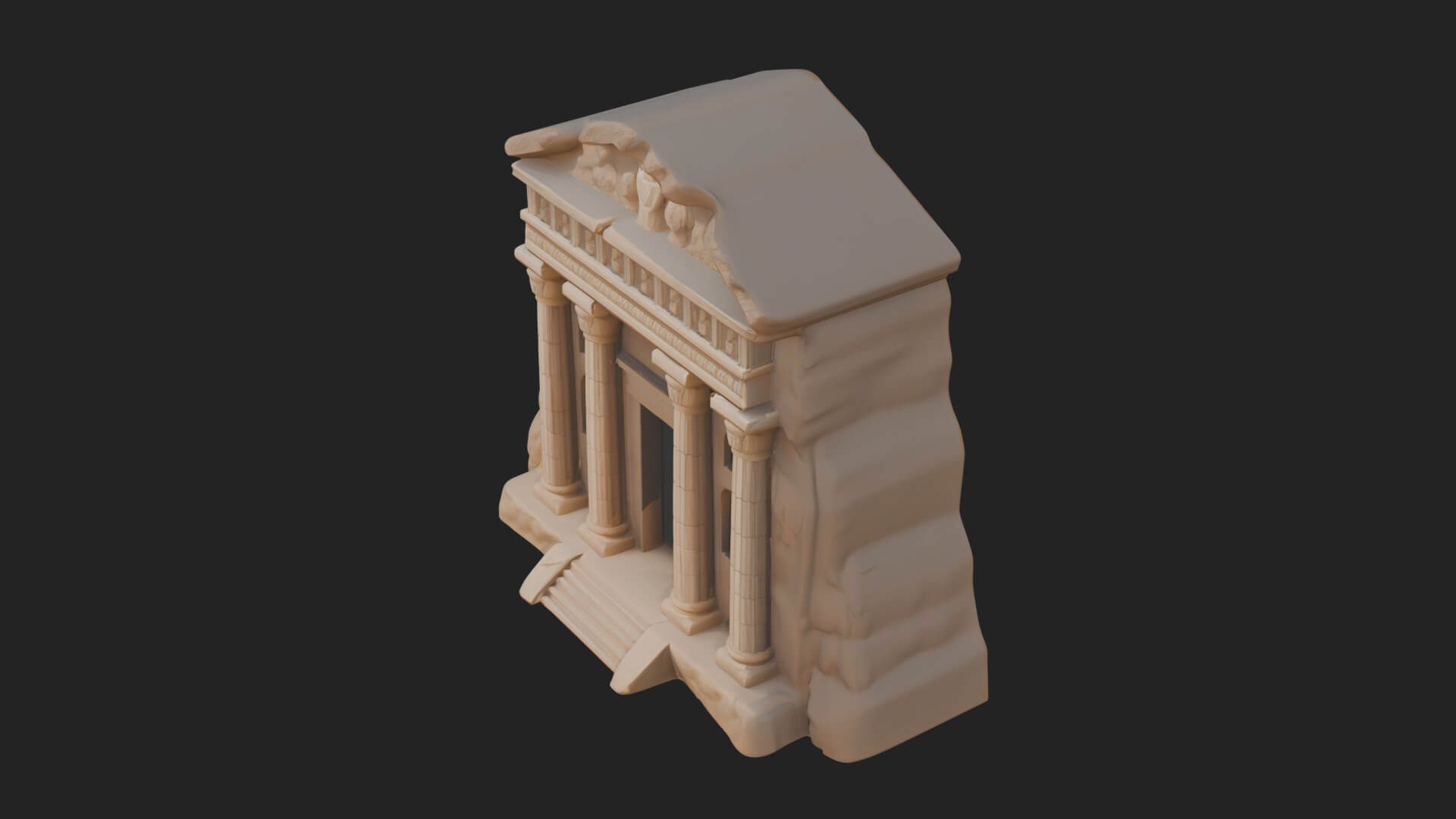 Rock Cut Temple Facade Design 2 3D Print Model 3D Model