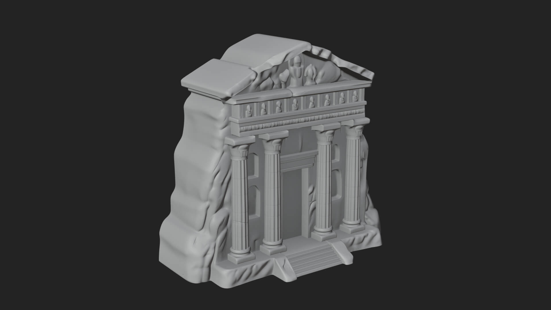 Rock Cut Temple Facade Design 2 3D Print Model 3D Model